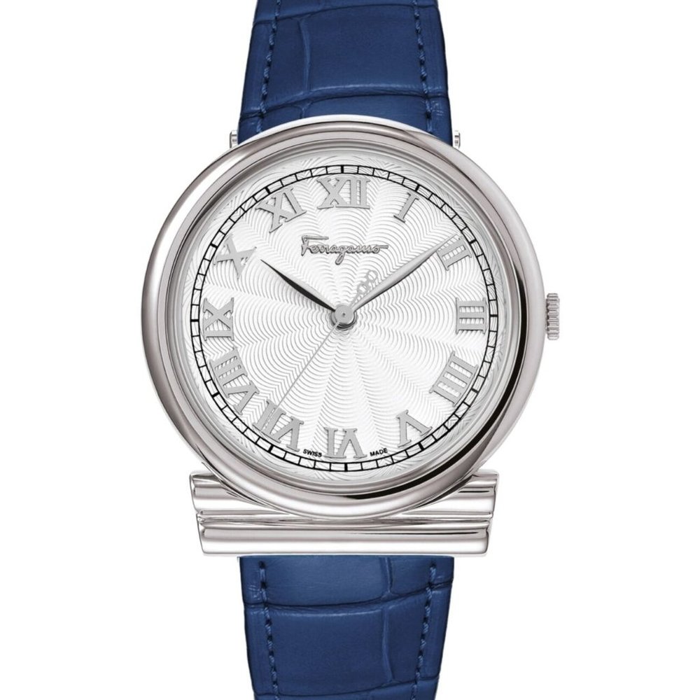 Salvatore Ferragamo 34mm Ladies Blue Skin Watch! New w/ box